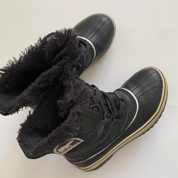 Sorel Tivoli Black White Winter Ankle Boots Fur 5 - Picture 4 of 7